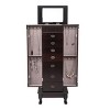 Standing Jewelry Armoire Cabinet with Mirror and Multi-Compartment Storage, Large Organizer Chest with 7 Drawers and Necklace Hooks - 4 of 4