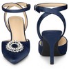 Perphy Women's  Pointed Toe Rhinestones Cut-Out Ankle Strap Stiletto Heel Pumps - 2 of 3