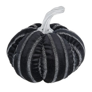 SEVOBAL Party Decorations and Accessories Fabric Black Stripe Pumpkin Decor Halloween Multi-Purpose Room Centerpiece, Black White, 8.3"*7"*7" - 1 of 4