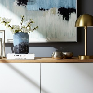 Decorative Glass Vase Modern Glam Style - Handcrafted Art Glass for Home, Office, Bedroom or Living Room Decor - White, Clear, Black - 1 of 4