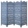 Royal Hampton Jumbo 4 Panel Folding Mango Wood with Elephant Motif Carved Design Room Divider Screen - 4 of 4
