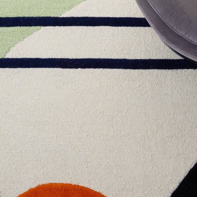 Green and Black Hand-Tufted Wool Abstract Area Rug