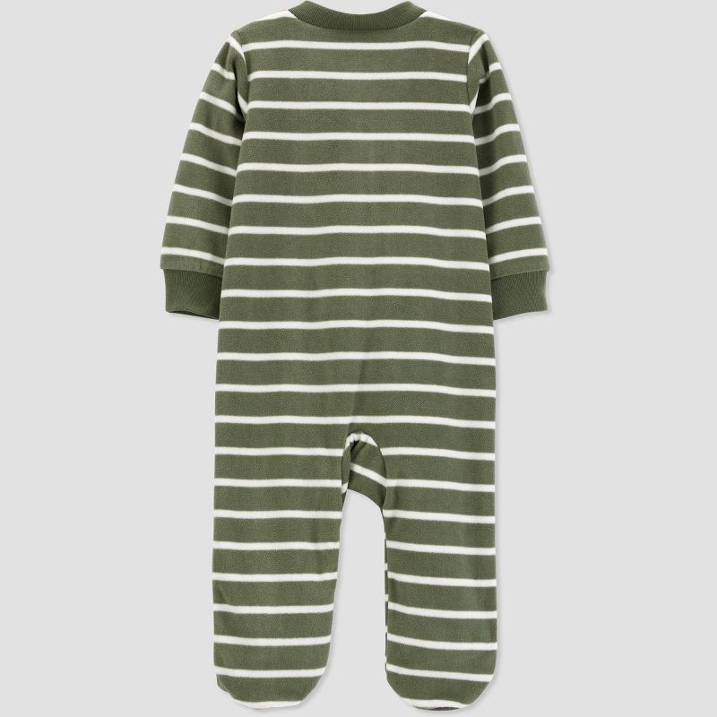 Carter's Just One You®️ Baby Boys' Striped Fleece Footed Pajama - Green, 3 of 6