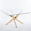Glass Top Dining Table with Cross Metal Legs, Round/Square Kitchen Table for 4-6 - ModernLuxe - 3 of 4