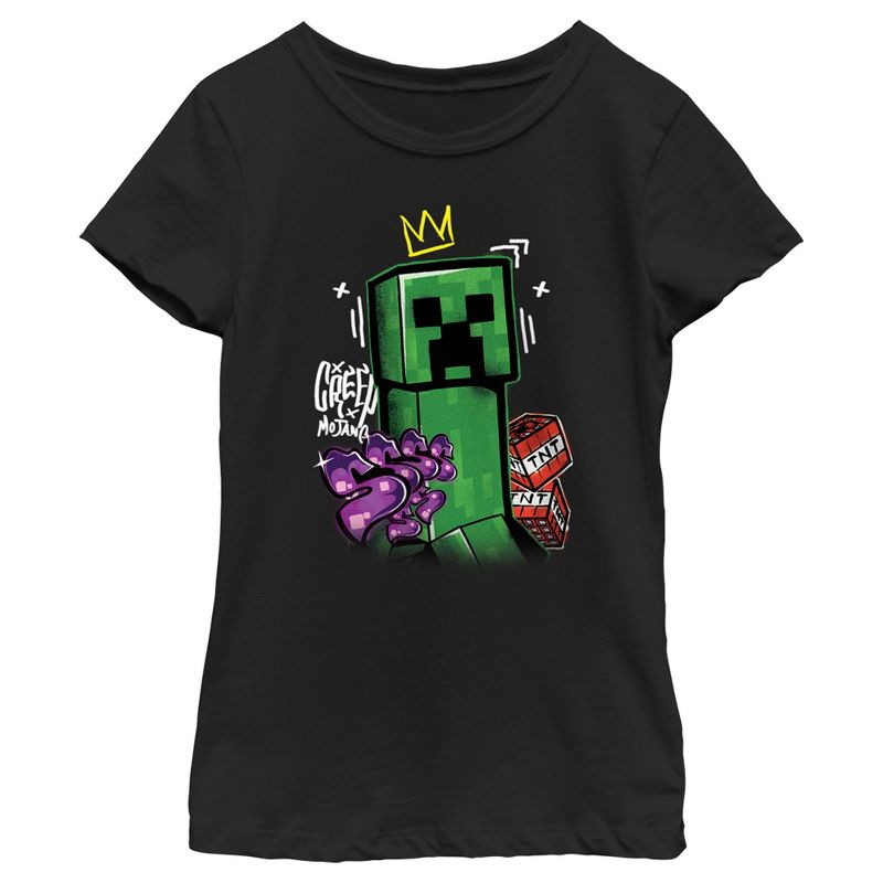 Girl's Minecraft Creeper King T-Shirt, 1 of 5
