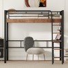 Whisen Metal Twin Size Loft Bed with Built-in Desk and Storage Shelf and Ladde - 3 of 4