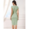 Allegra K Women's Tweed Pencil Crew Neck Cap Sleeve Vintage Bodycon Midi Dress - 4 of 4