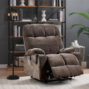 Fabric Lay Flat Power Lift Recliner Chair with Dual OKIN Motors, Infinite Position, Massage and Heat - 1 of 4