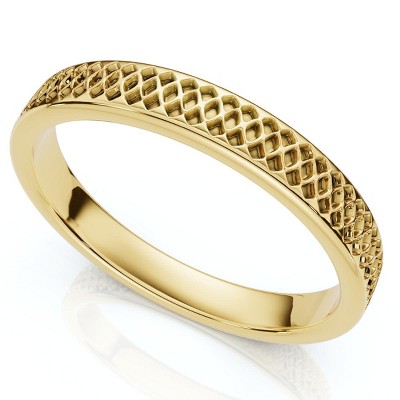 Pompeii3 Slim Criss-Cross Stackable Band 14k Gold or Platinum