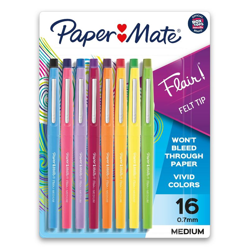 Paper Mate Flair 16pk Felt Tip Pens 0.7mm Medium Tip Multicolor, 1 of 19