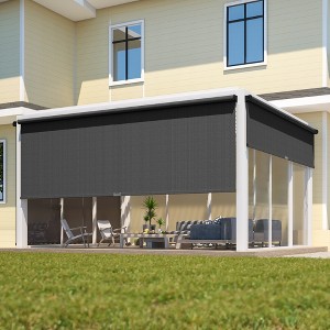 Outdoor Roller Shades for Patio with New Operation Mode (with Pull Rod-No Need Crank), Upgraded Materials Patio Shades Roller Up (6' W X 6' L), Black - 1 of 4