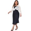 Agnes Orinda Women's Plus Size Tie Front Lace Hollow Out Lightweight Crop Shrugs - 3 of 4
