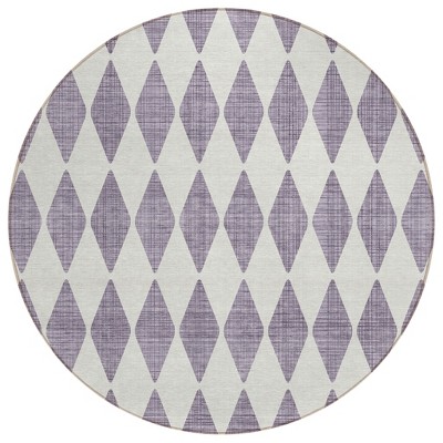 Purple And Lilac Geometric Washable Indoor Outdoor Area Rug