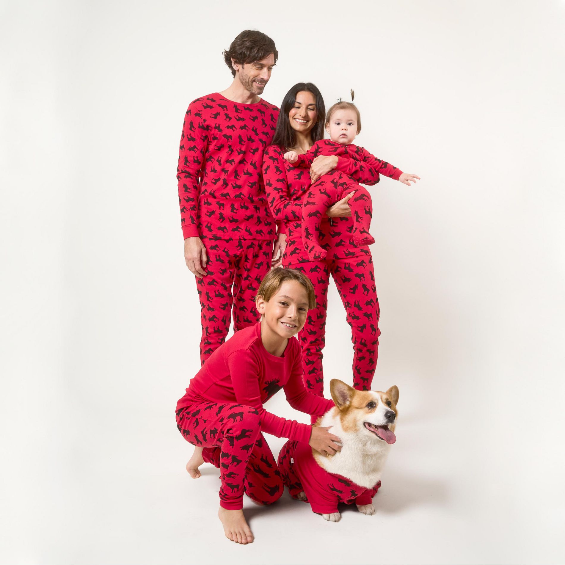 Leveret Cotton Matching Family Pajamas Moose Print