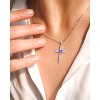 Molenia Birthstone Cross Necklace for Women, 925 Sterling Silver Heart Cross Pendant Necklace Fine Cross Jewelry Birthday Gifts for Her 18"+4" Inches - 2 of 4