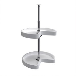 Rev-A-Shelf 18" Kidney Shaped Dual Tier Lazy Susan Organizer for Corner Base Kitchen Cabinets, Plastic Home Storage Shelves, White, 6472-18-11-52 - 1 of 4