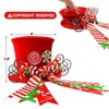Aoibox Christmas Candy Cane Tree Topper Red Velvet Hat with Peppermint Bow and Lollipop Trim 1 Piece 7.5 x 9 Inch Holiday Decoration - 3 of 4