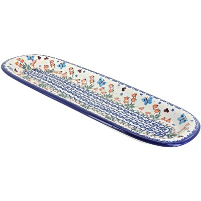 Blue Rose Polish Pottery Joy of Spring Medium Bread Platter