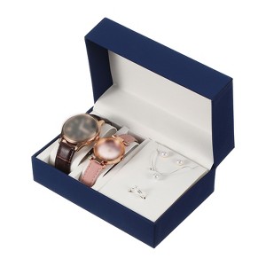 Unique Bargains PU Leather Soft  Travel 2 Slot Watch 1 Necklace 1 Ring 2 Earrings Storage Case - 1 of 4