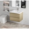 Vynxaria 30" Natural Oak Floating Bathroom Storage Cabinet with Resin Sink and Soft-Close Drawers - 4 of 4
