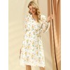 Allegra K Women's Boho Floral V Neck Tie Waist Long Sleeve Chiffon Wrap Midi Dress - 4 of 4
