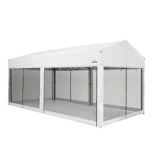 Suntime 10 Foot x 20 Foot  Easy Pop Up Rectangular Canopy with Removable Sidewalls and Wheeled Carry Bag for Commercial and Recreational Use, White - 1 of 4