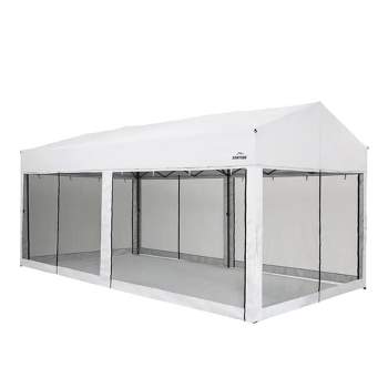 Suntime 10 Foot x 20 Foot  Easy Pop Up Rectangular Canopy with Removable Sidewalls and Wheeled Carry Bag for Commercial and Recreational Use, White