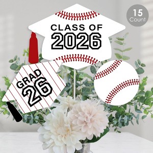 Big Dot of Happiness Grad Baseball - 2026 Graduation Party Centerpiece Sticks - Table Toppers - Set of 15 - 1 of 4