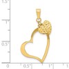 Black Bow Jewelry 14k Yellow Gold Open Heart and Puffed Heart Pendant, 17mm - 4 of 4