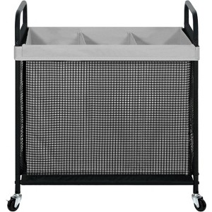 Laundry Hamper 3 Section, 120L Rolling Laundry Sorter Cart with Removable and Washable Liner Bag - 1 of 4
