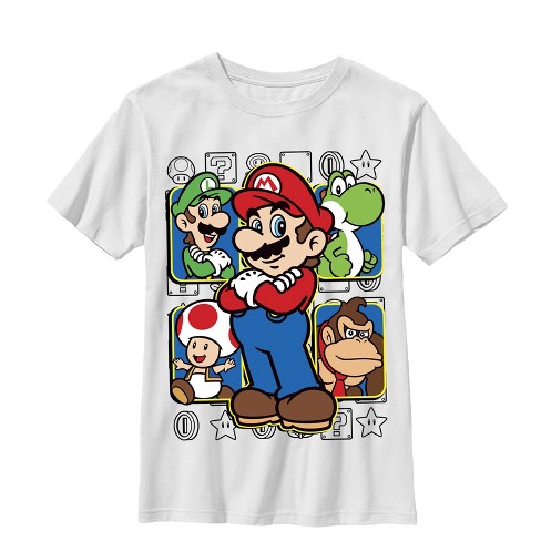 Fifth Sun Kids Nintendo Mario Slim Fit Short Sleeve Crew Graphic Tee White Large Target - roblox toad shirt