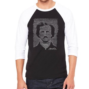 LA Pop Art Men's Raglan Baseball Word Art T-shirt - EDGAR ALLEN POE - THE RAVEN - 1 of 4