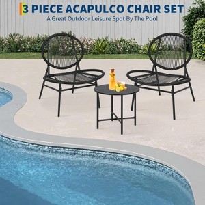 Nasitip 3-Piece Acapulco Patio Set - Modern Rattan Chairs & Table, Outdoor Bistro Set for Balcony/Garden, Black - 1 of 4