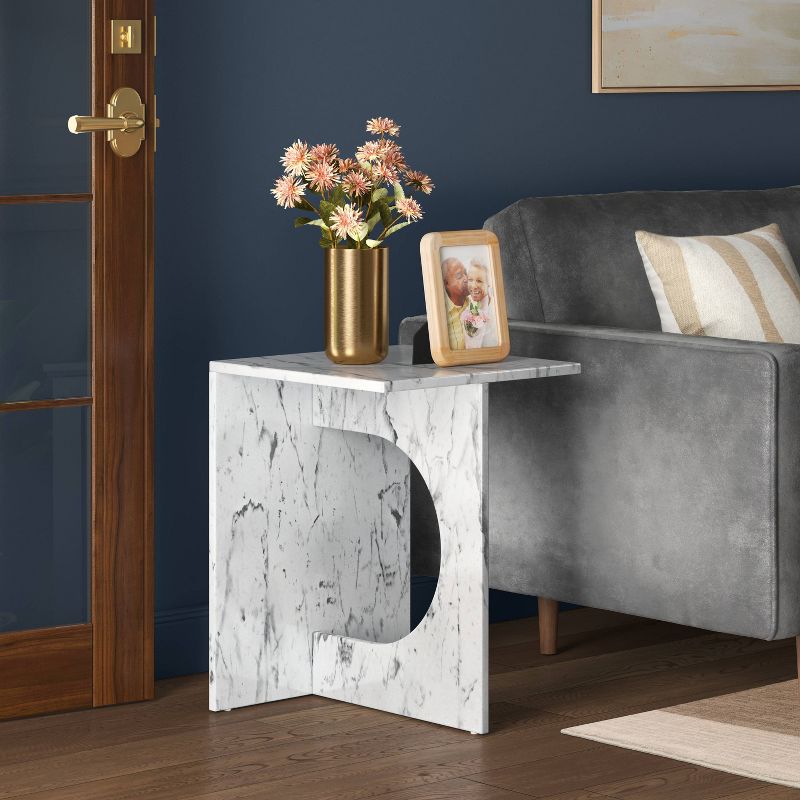 Faux Marble Accent Table White - Threshold&#8482;, 3 of 7
