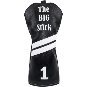 IZZO "The Big Stick" Golf Club Leather Driver Headcover - Black - 1 of 2