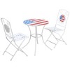 Resenkos 3 Pieces Patio Bistro Set,USA Mosaic Table and Chairs,Folding Outdoor Furniture,Steel, Stone,White, Blue, Red - 2 of 4