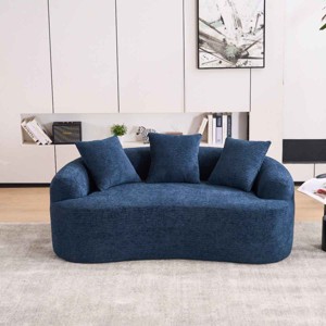 Curved Loveseat Sofa, Compact Design Couch for Small Spaces, Full Compression Foam Seating with Chenille Cover-Coolbibila - 1 of 4