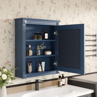 NicBex 24" x 27" Bathroom Storage Wall Cabinet with Mirror with Mirror, Medicine Cabinet with Height Adjustable Shelf, White