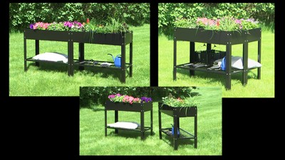 Sunnydaze Brown Galvanized Steel Raised Garden Bed Set with Mesh Shelf