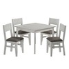 VECELO Farmhouse Style 5-Piece Dining Table Set for 4, Rubber Wood Square Table and 4 Upholstered Dining Chairs, Gray - 2 of 4