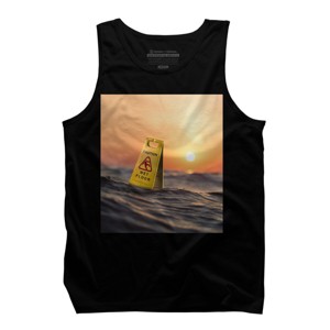 Men's Design By Humans Caution Wet Floor Floating In Ocean By Bomdesignz Tank Top - 1 of 2
