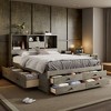 VYNXARIA Queen Size Platform Bed with Storage Headboard & 8 Drawers ¨C Gray - 3 of 4