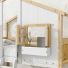 Okak Twin Over Twin House Bunk Bed with Roof, Window Floor Bunk Bed with Safety Guardrails, Door,Stairs Solid Wood for Kids, Easy Assemble, Natural - 3 of 4
