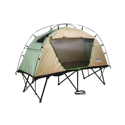 Kamp-Rite CTC Standard Compact Collapsible Portable Lightweight Outdoor Elevated Camping Tent Cot, Green and Tan