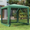 vidaXL Party Tent with Powder-Coated Iron Frame and HDPE Cover, Weather and UV Resistant with Mesh Sidewalls, Green, Dimensions: 98.4"x98.4"x96.5" - 2 of 4