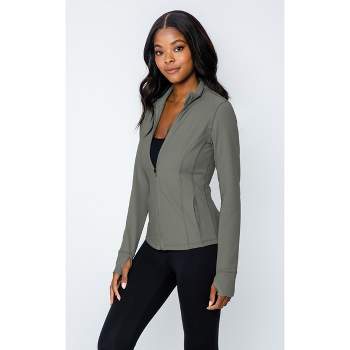 Buy 90 Degree By Reflex Womens High Neck Slim Fit Ribbed Zip Up Athletic  Running Jacket with Thumbholes, Slate Rose, L Online at desertcartINDIA