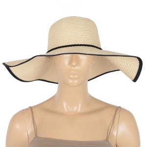 Anna-Kaci Wide Brim Straw Sun Hat with Braided Cord Detail Lightweight Packable Design for Beach Travel Outdoor Protection - 1 of 4
