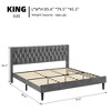 Bed Frame with Velvet Headboard Wingback - 2 of 4