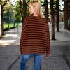 Anna-Kaci Women's Striped Boatneck Sweater with Relaxed Fit - Large, Brown - 3 of 3