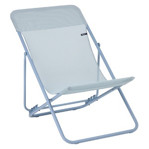 Lafuma Maxi Transat Colorblock Steel Mesh Ultra Compact Foldable Reclining Sling Deck Chair for Outdoor Camping and Backyard, Sky Blue (2 Pack) - 1 of 4